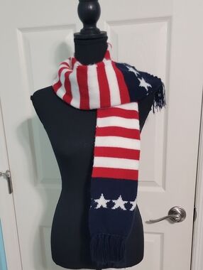 American Flag Knit Scarf - Red, White & Blue